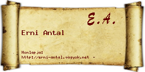 Erni Antal névjegykártya